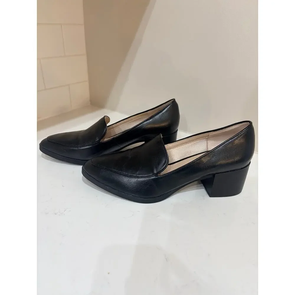 LifeStride Devyn Black Block Heel Loafers Pumps Shoes Size 10 Soft Comfort